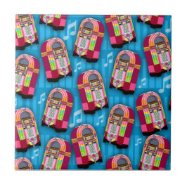 Azulejo De Cerámica Super Retro Cute Jukebox Neon Fun Time