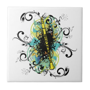 Azulejo De Cerámica Swirl Grunge Clarinet