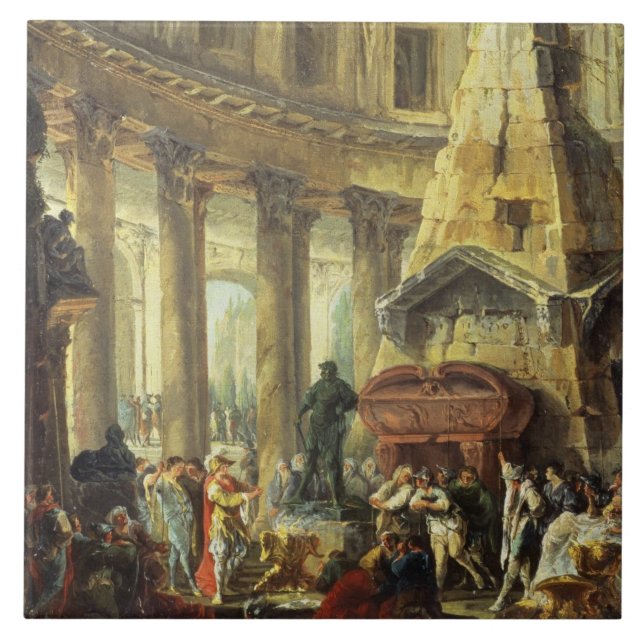 Azulejo De Cerámica T28516 Alexander el grande visitando la tumba de (Frente)