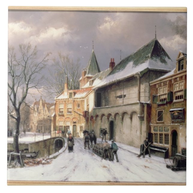 Azulejo De Cerámica T31117 una vista de una ciudad holandesa en (Frente)