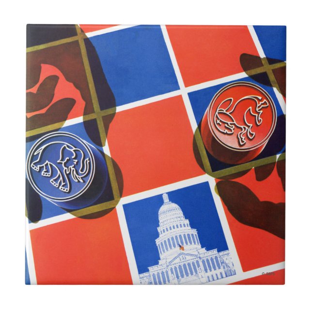 Azulejo De Cerámica tablero de ajedrez electoral (Frente)