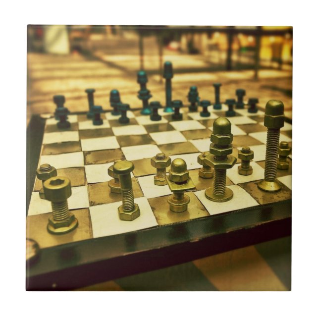 Azulejo De Cerámica tablero de ajedrez Guay con tuercas y pernos (Frente)