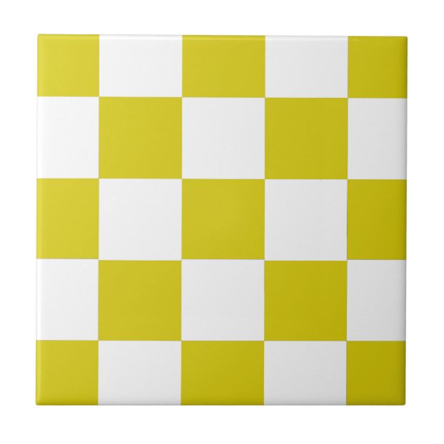 Azulejo De Cerámica Tablero de damas amarillo y blanco (Frente)
