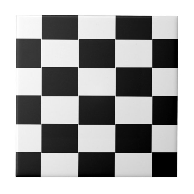 Azulejo De Cerámica Tablero de damas blanco y negro (Frente)