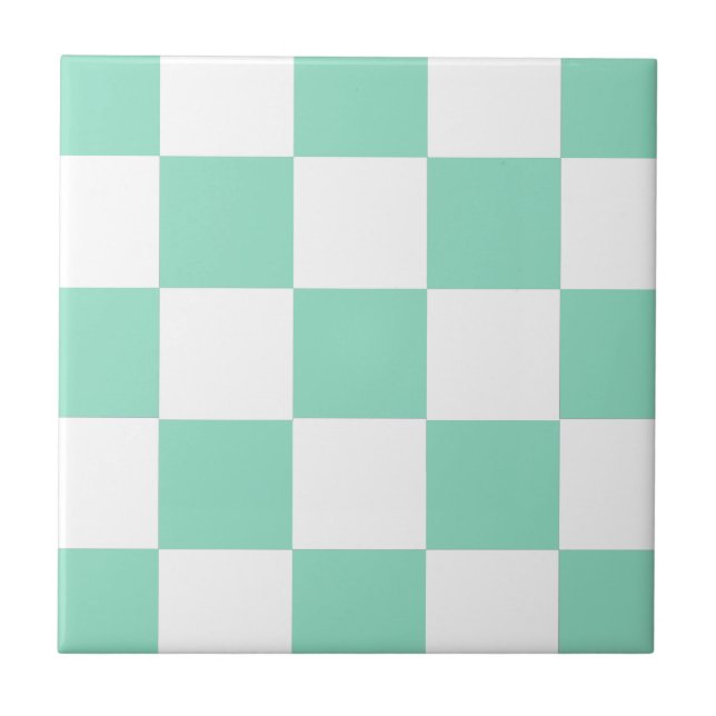 Azulejo De Cerámica Tablero de damas de la verde menta (Frente)