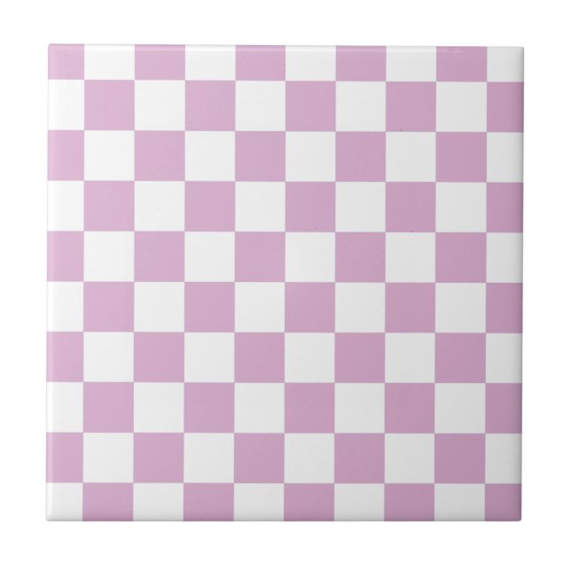 Azulejo De Cerámica Tablero de damas rosado del angora (Frente)