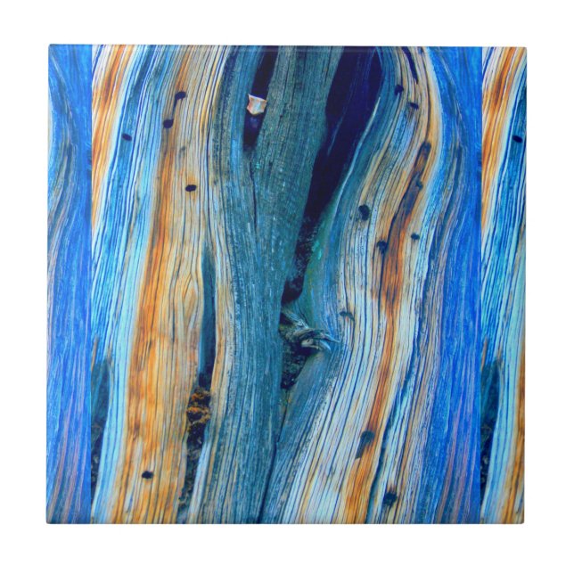 Azulejo De Cerámica tableros de madera azules rústicos (Frente)