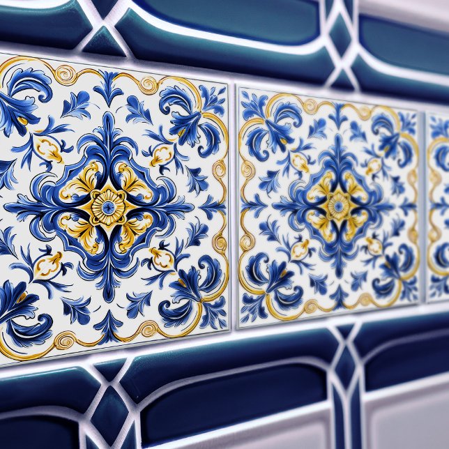 Azulejo de Cerámica Talavera Azul y Amarillo (Subido por el creador)