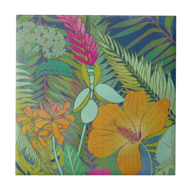 Azulejo De Cerámica Tapiz tropical II (Frente)