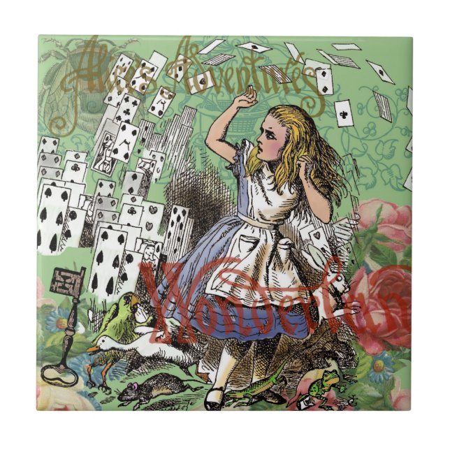 Azulejo De Cerámica tarjetas alice conejo de sombrerero de wonderland (Frente)