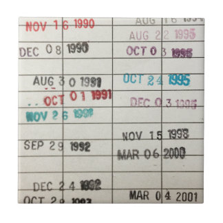Azulejo De Cerámica Tarjetas de fecha debida de la biblioteca del