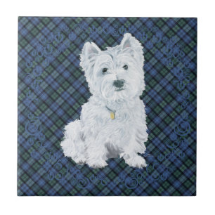 Azulejo De Cerámica Tartan Black Watch Westie