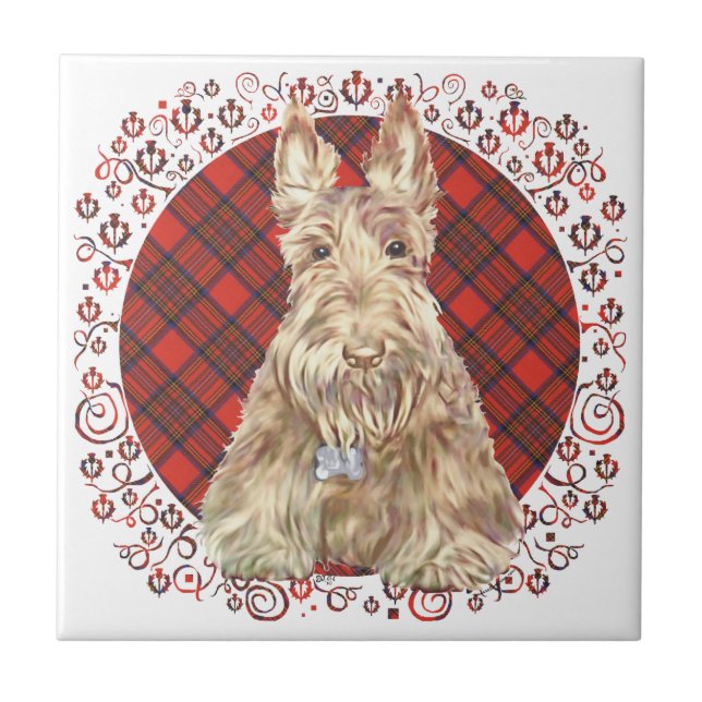 Azulejo De Cerámica Tartan Scottie Trigo (Frente)