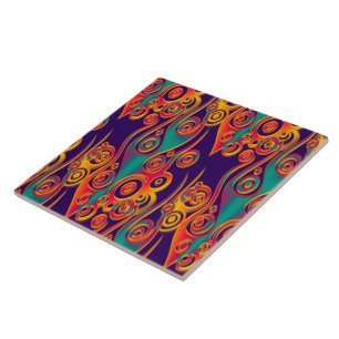 Azulejo De Cerámica Tattoo Pattern Art - llamas y círculos