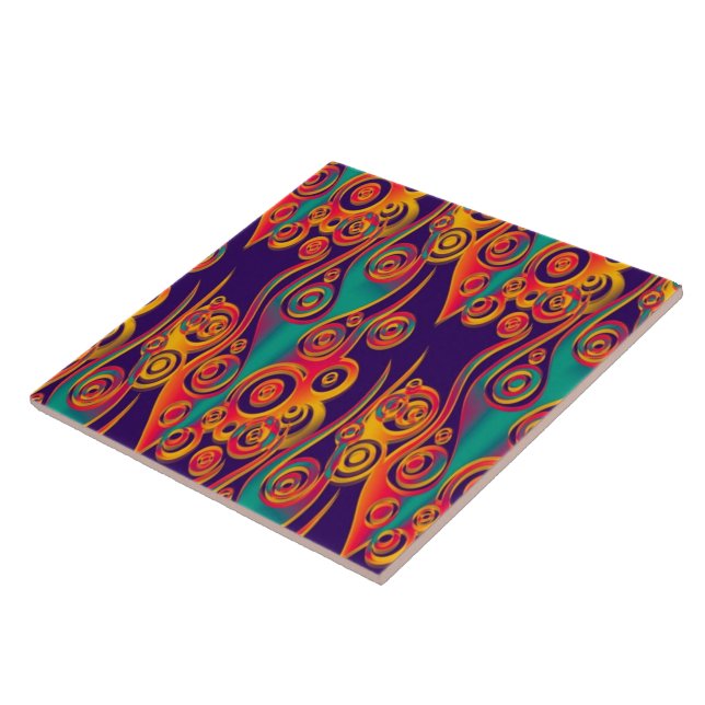 Azulejo De Cerámica Tattoo Pattern Art - llamas y círculos (Lado)