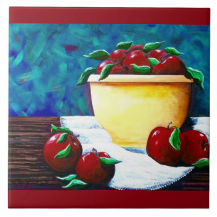 Azulejo De Cerámica Tazón amarillo con mosaico de manzanas