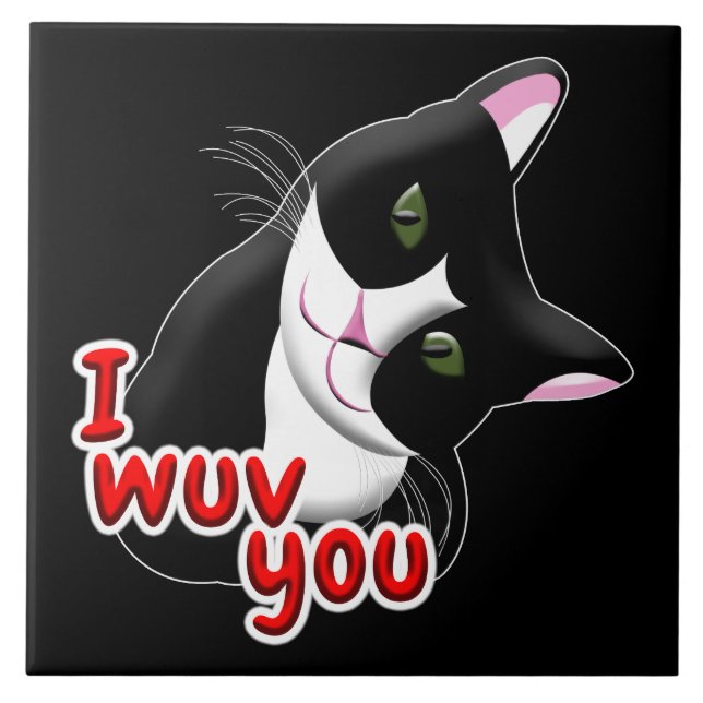 Azulejo De Cerámica Te quiero gato (Frente)