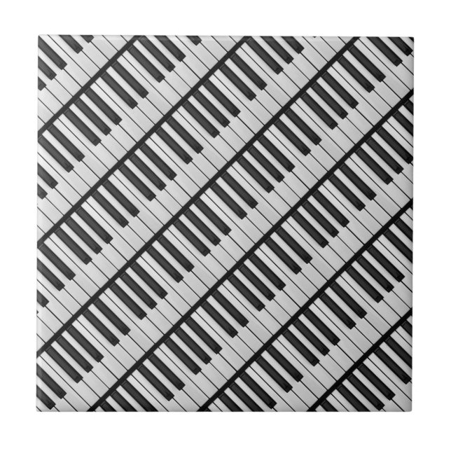 Azulejo De Cerámica Teclas de piano en blanco y negro (Frente)