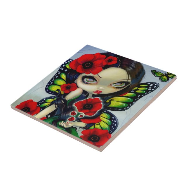 Azulejo De Cerámica "Teja de la magia de la amapola" (Lado)