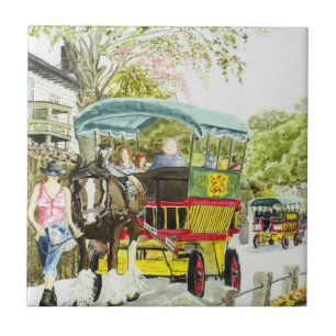 Azulejo De Cerámica "Teja del autobús del caballo de Polperro"