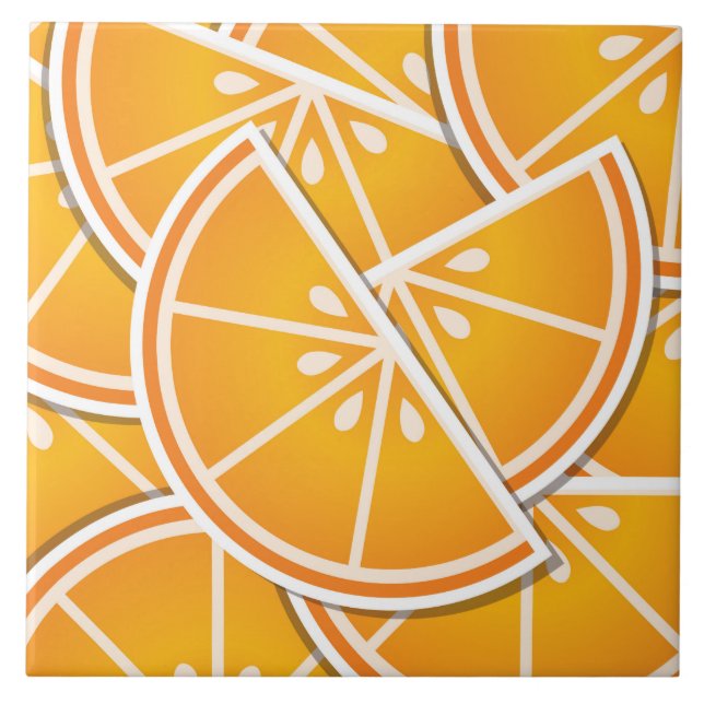Azulejo De Cerámica Tejidos naranjas Funky (Frente)