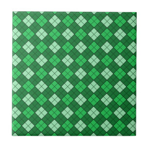 Azulejo De Cerámica Tela escocesa verde