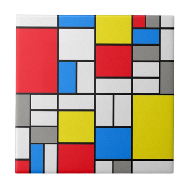 Azulejo De Cerámica Tema de la variante del arte de Mondrian (Frente)