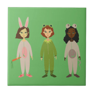 Azulejo De Cerámica Tema de los amigos del pajama de los chicas Cuadro