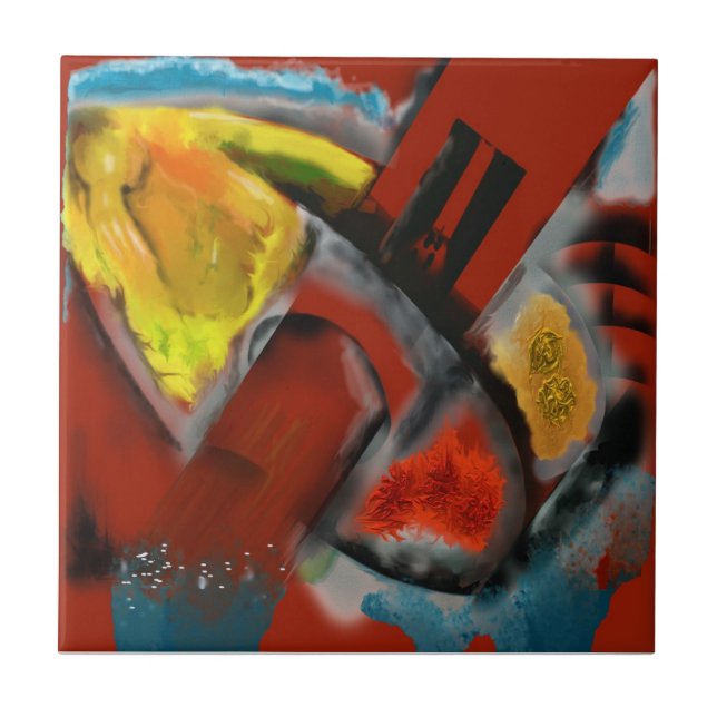 Azulejo De Cerámica Tempestad - extracto de Digitaces con el fondo (Frente)