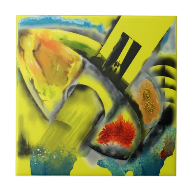 Azulejo De Cerámica Tempestad - extracto de Digitaces con el fondo (Frente)