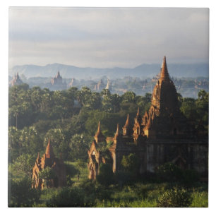 Azulejo De Cerámica Templos al amanecer, Bagan, Myanmar