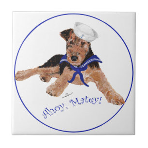 Azulejo De Cerámica Terrier Marinero Niño