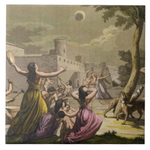 Azulejo De Cerámica Terror del Peruvians durante un eclipse del m