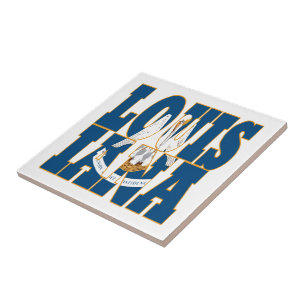Azulejo De Cerámica Texto de la bandera del estado de Louisiana