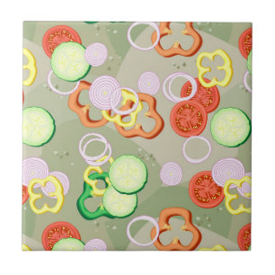 Azulejo De Cerámica Textura con las rebanadas de verduras