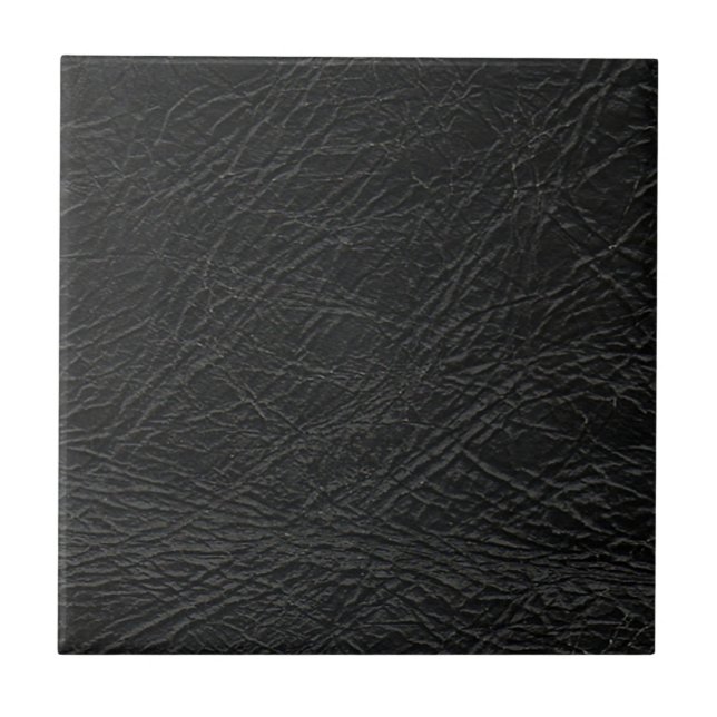 Azulejo De Cerámica textura falsa de cuero negro (Frente)