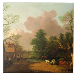 Azulejo De Cerámica Thomas Gainsborough el   un paisaje con las