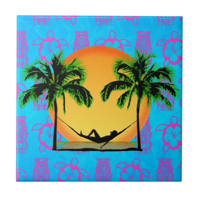 Azulejo De Cerámica Tiempo de la isla (Frente)