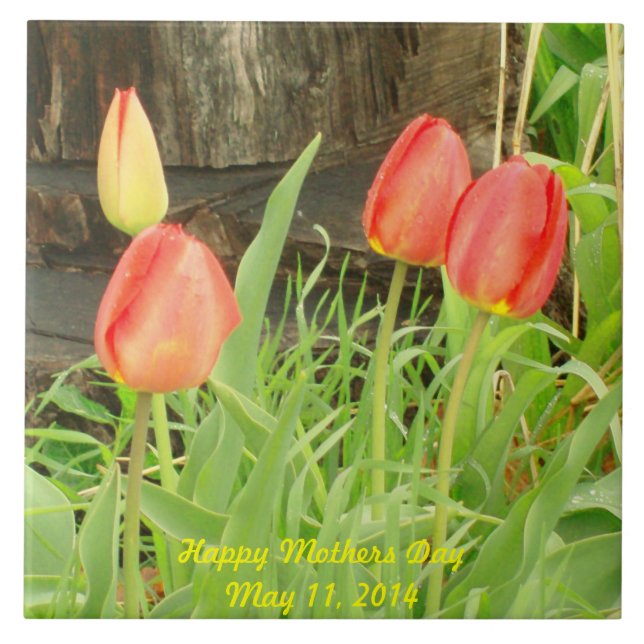 Azulejo De Cerámica Tiempo de primavera 2 mosaico de Días de la Madre (Frente)