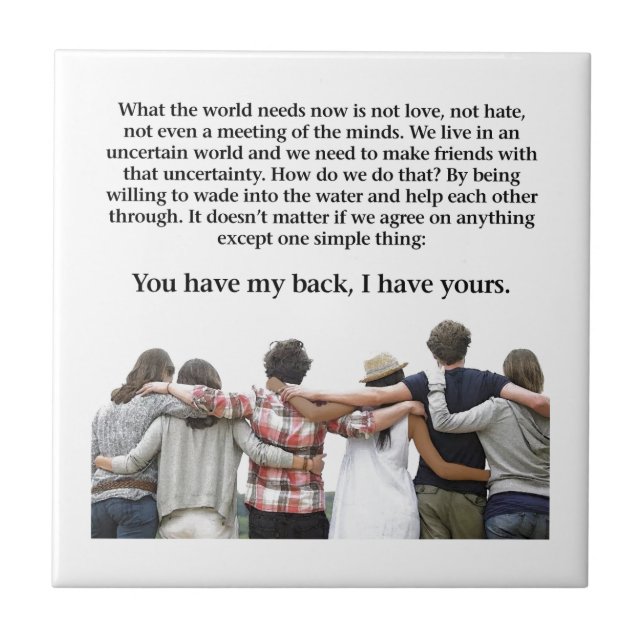 Azulejo De Cerámica Tienes mi espalda, yo tengo la tuya (Frente)
