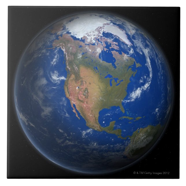 Azulejo De Cerámica Tierra 3 del planeta (Frente)