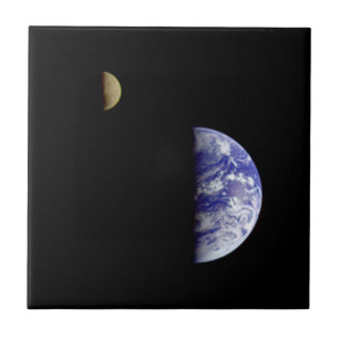 Azulejo De Cerámica Tierra y luna del espacio