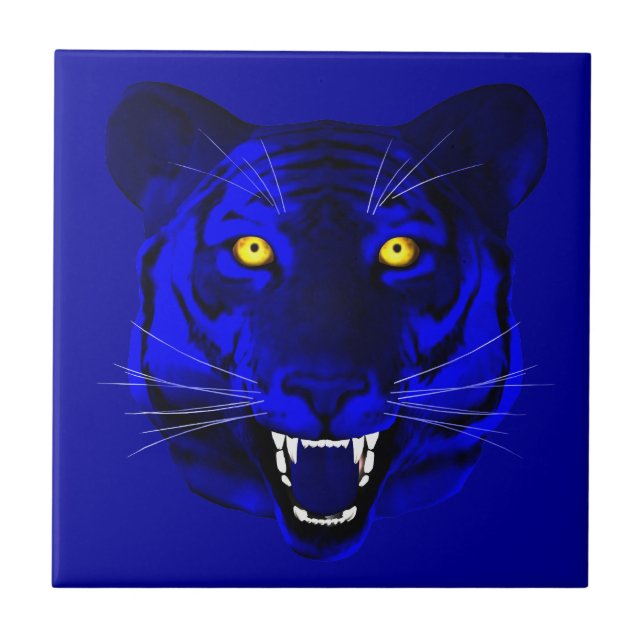 Azulejo De Cerámica Tigre azul (Frente)
