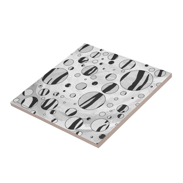 Azulejo De Cerámica Tigre de punto de polka negro y blanco (Lado)