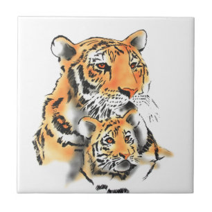 Azulejo De Cerámica Tigres y copos