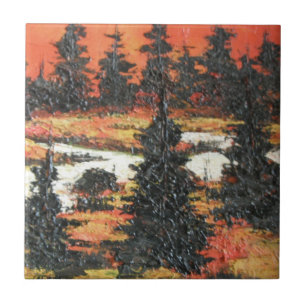 Azulejo De Cerámica Tile Ann Hayes Pintura de la luz del árbol