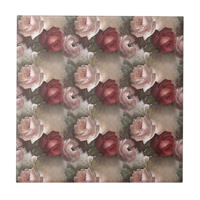 Azulejo De Cerámica Tile antiguo Rosa (Frente)