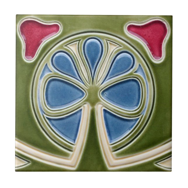 Azulejo De Cerámica Tile - Art Nouveau Clover (Frente)