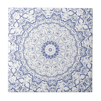 Azulejo De Cerámica Tile azul de encaje