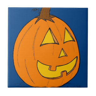 Azulejo De Cerámica Tile azul Jack o' Lantern